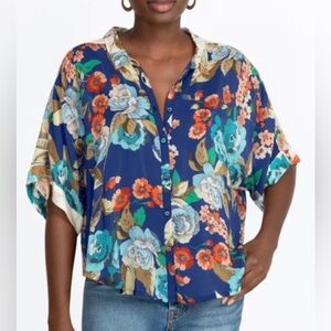 Johnny Was Emma Lynn Floral Button-front Shirt Multicolor XL